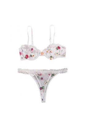 sous-vêtements Sexy pour Femmes, Lingerie avec Anneau en Acier, Soutien-Gorge, String, Lingerie Sexy en Dentelle, sous-vêteme