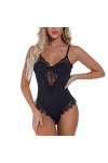 Chemises et déshabillés pour Femmes Ensemble de Lingerie Sexy pour Femmes en Dentelle léopard Grande Taille sous-vêtements Li