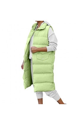 Gefomuofe Gilet matelassé pour femme - Long hiver - Gilet de transition - Col montant - Respirant - Léger et chaud - Matelass
