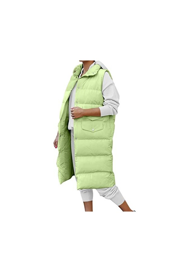 Gefomuofe Gilet matelassé pour femme - Long hiver - Gilet de transition - Col montant - Respirant - Léger et chaud - Matelass