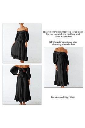 DAUZ Robe à Encolure Carrée et Demi-Manches, élégante pour Mariage de 22 