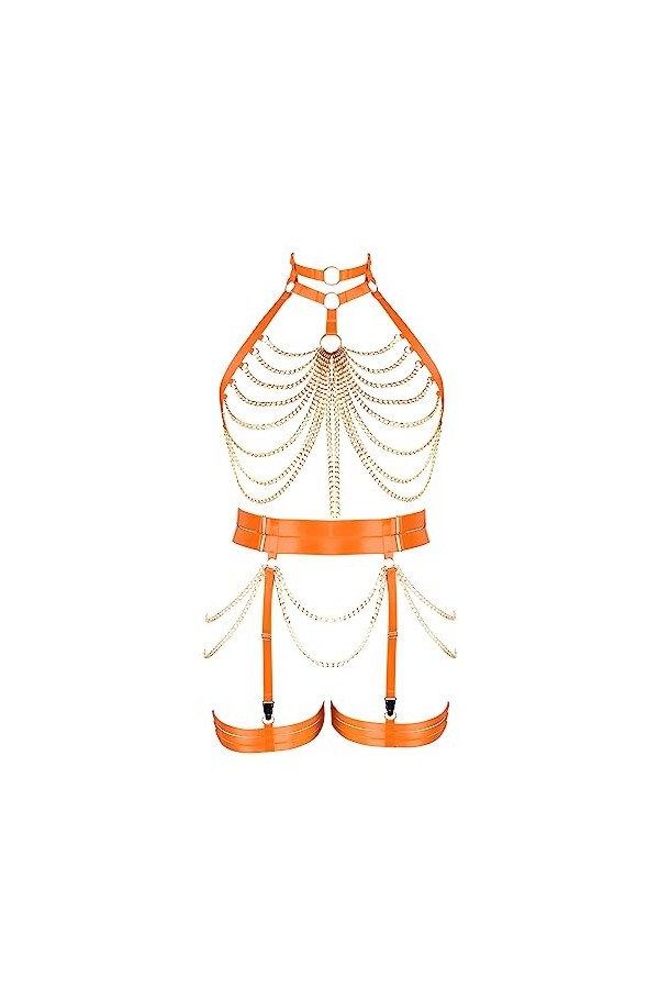 JMMHSS Plus Size Womens full body bretelles sous - vêtements ensemble punk large garter ceinture gothique Halloween Rose ro