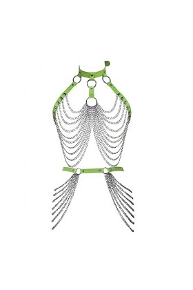 Femmes Body Strap Cuir Soutien - Gorge élégant évidé Garter Set Punk Gothique Halloween Rave Dance Club Costume Orange 