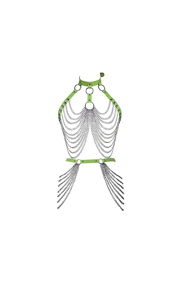 Femmes Body Strap Cuir Soutien - Gorge élégant évidé Garter Set Punk Gothique Halloween Rave Dance Club Costume Orange 