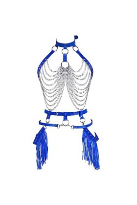 Femmes Body Strap Cuir Soutien - Gorge élégant évidé Garter Set Punk Gothique Halloween Carnaval Club Dance Costume Noir 