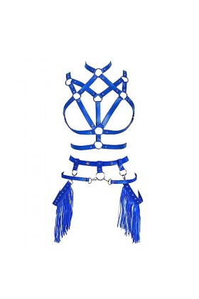 Femmes Body Strap Cuir Soutien - Gorge élégant évidé sans Tasse Garter Set Punk Gothique Halloween Rave Dance Costume Violet