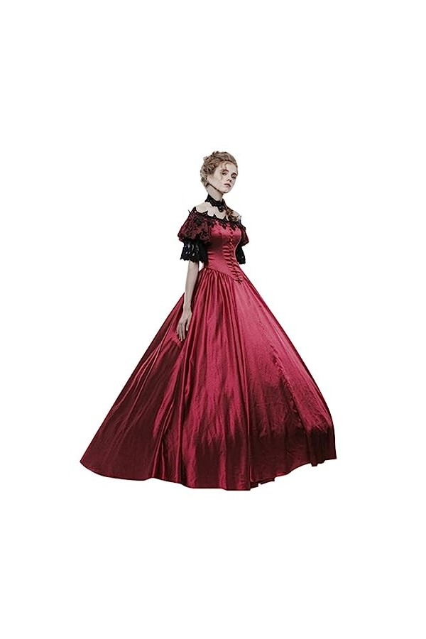 GilRu Robe sexy à manches longues et creuses pour femme - Robe de cosplay - Pour cosplay - Rouge - Taille L