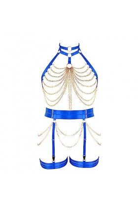 Femmes Body Strap Punk Bra Plus Taille élégant évidé Garter Set Gothique Halloween Carnaval Club Costume Vert Fruit 