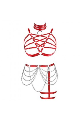 Femmes Body Strap Punk Soutien - Gorge élégant évidé Plus Taille Body Cage Garter Set Gothique Halloween Carnaval Dance stume
