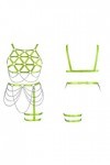 Femmes Body Strap Punk Bra Plus Size Mode Hollow Body Cage Garter Set Gothique Halloween Carnaval Dance Costume Vert Fluores
