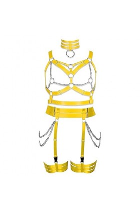 Femmes Body Strap Punk Bra Mode Hollow Body Cage sans Tasse Garter Costume Gothique Halloween Rave Costume Rouge 