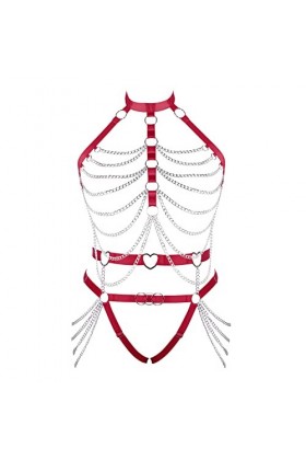 Femmes Sling Sling Lingerie Plus Taille Creux métal chaîne sous - vêtements Mode Garter Set Punk Gothique Halloween Rave Robe