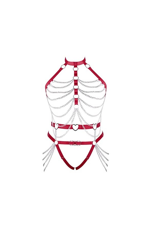 Femmes Sling Sling Lingerie Plus Taille Creux métal chaîne sous - vêtements Mode Garter Set Punk Gothique Halloween Rave Robe