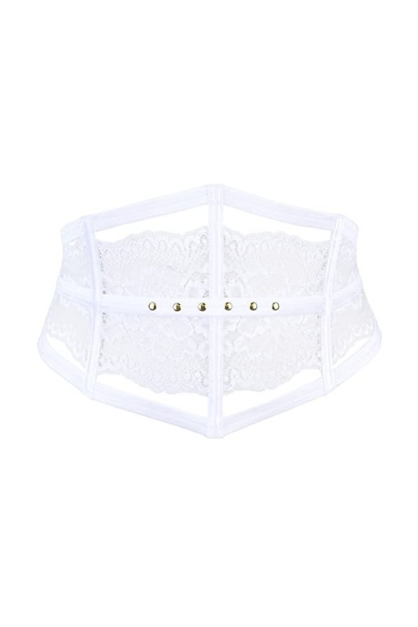 Axami Ceinture de jardin blanche avec rivets dorés, Blanc., L