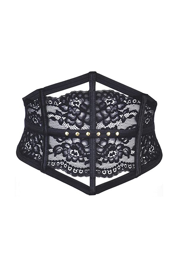 Axami Ceinture de jardin noire avec rivets dorés, Noir , XS