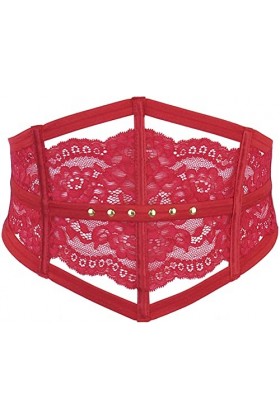 Axami Ceinture de jardin rouge avec rivets dorés, rouge, XS