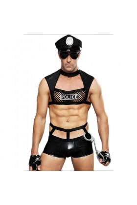 OLIns Homme Jeu de rôle Ensemble de Lingerie Sexy Policier Black,One Size 