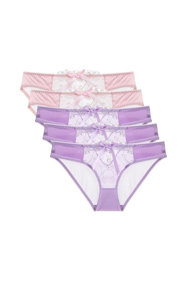 Necalisi Culotte Femme Taille Haute Lot de 5 Multicolore-9 Dentelle String Gainante Ventre Plat Ensemble de Cordes sans Coutu