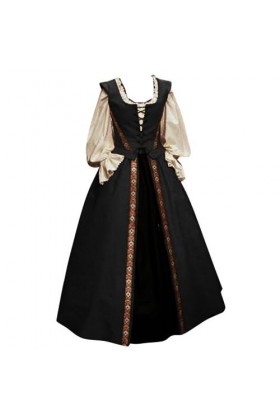 KBOPLEMQ Vêtements médiévaux pour femme - Renaissance victorienne - Robe cosplay médiévale - Manches trompettes - Longueur au