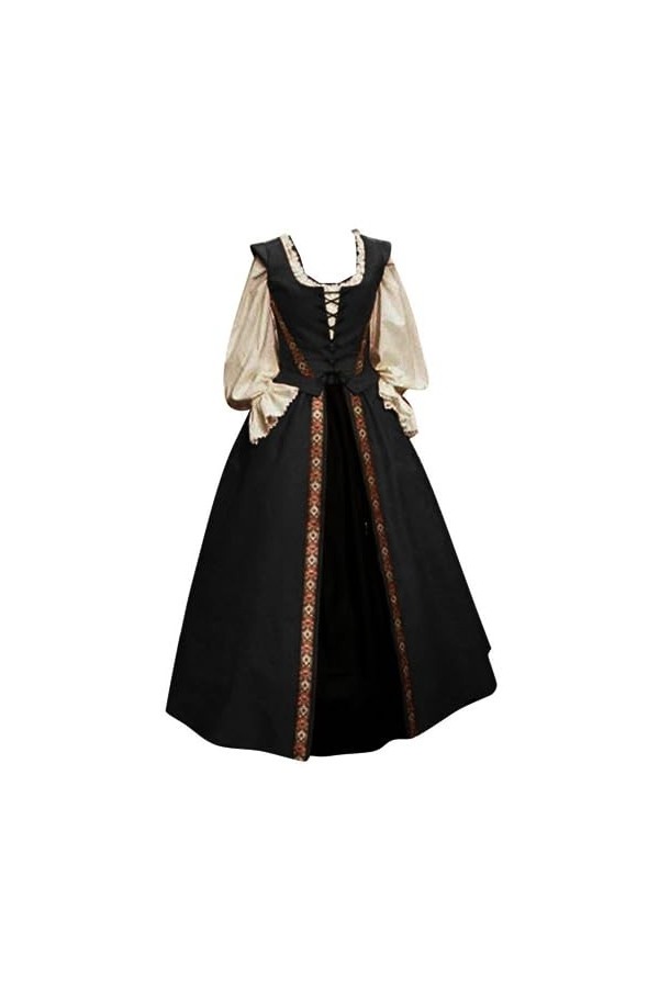KBOPLEMQ Vêtements médiévaux pour femme - Renaissance victorienne - Robe cosplay médiévale - Manches trompettes - Longueur au