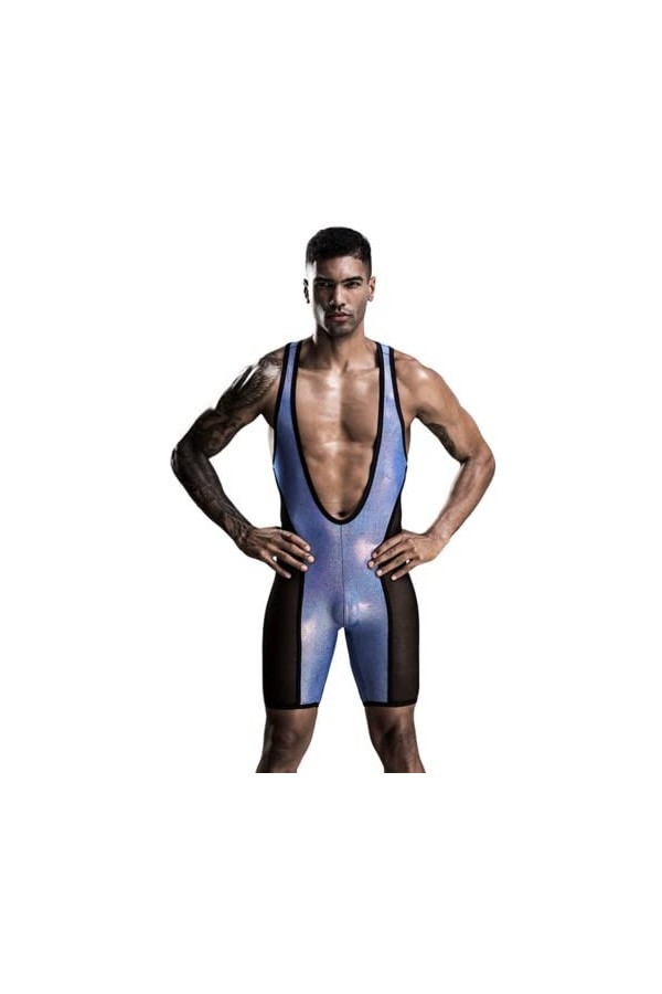 OLIns Sexy Tempt Bar Pour Hommes Body Bodysuit Nightclub Costumes De Jeu De Rôle Color:Blue,Size:One Size 