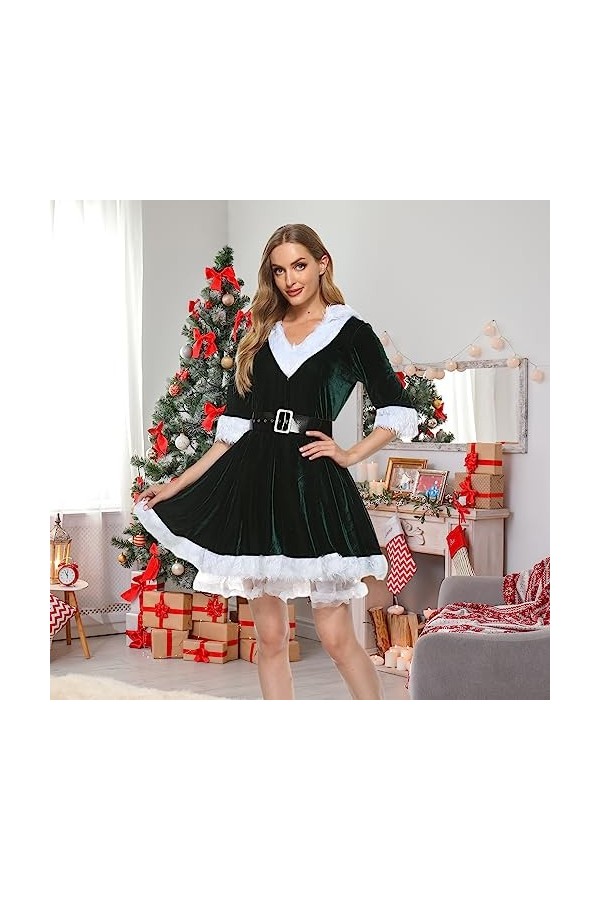 Fehploh Femmes Noël Mini Robe Rétro Robe De Noël Noël Père Noël Robe Mme Père Noël Sexy Noël Cosplay Costume