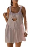 Robe athlétique pour Femmes Robes de Tennis dété décontractées avec Soutien-Gorge intégré Solide sans Manches évider Mini Ro
