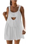 Robe athlétique pour Femmes Robes de Tennis dété décontractées avec Soutien-Gorge intégré Solide sans Manches évider Mini Ro