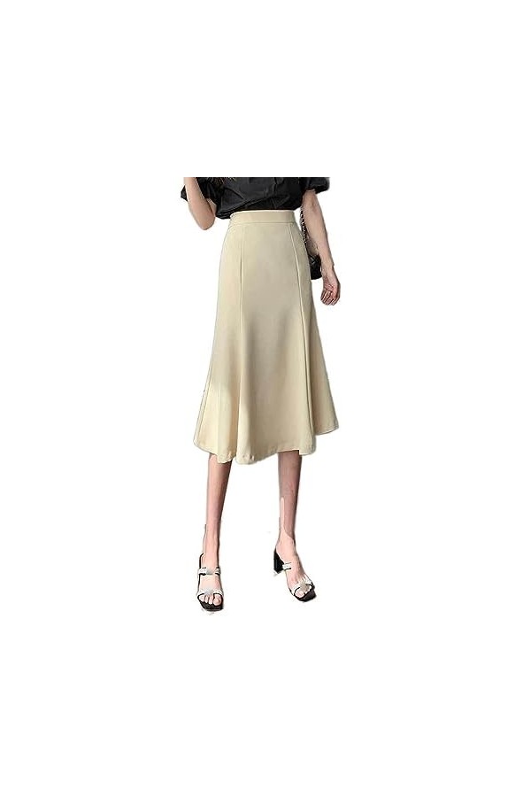 Jupe Sirène Taille Haute Mi-Longue pour Femme - Jupe DÉté Irrégulière Drapée Swing Jupe Mince Polyvalente, Jupe Trapèze Douc