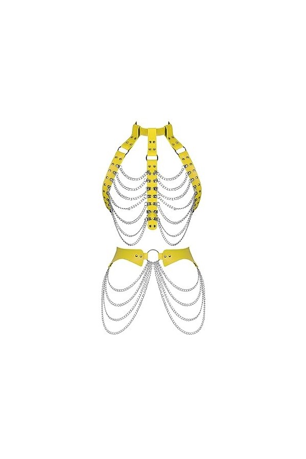 Ensemble de ceinture porte-jarretelles en cuir pour femme - Soutien-gorge - Taille haute - Style gothique - Ajuster la mode -