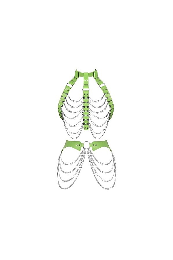 Ensemble de ceinture porte-jarretelles en cuir pour femme - Soutien-gorge - Taille haute - Style gothique - Ajuster la mode -