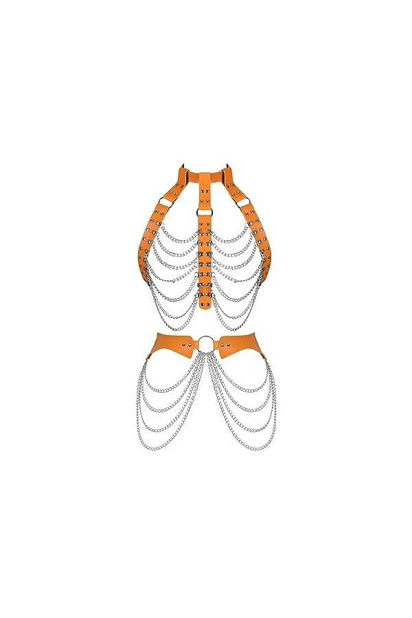 Ensemble de ceinture porte-jarretelles en cuir pour femme - Soutien-gorge - Taille haute - Style gothique - Ajuster la mode -