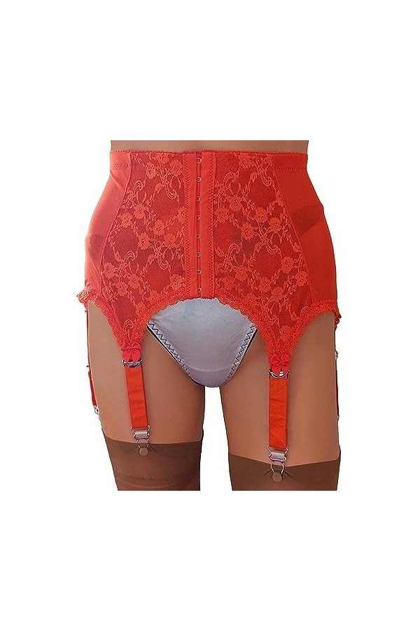 Swanky Pins Porte-jarretelles en dentelle avec fermeture frontale et 6 sangles, Noir , M