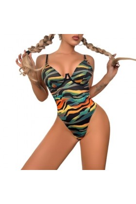 DAGIN Body une pièce transparent pour femme, sexy, string en maille, Teddy une pièce Color : Noir, Size : L 