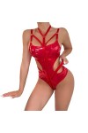 DAGIN Femmes Lingerie Sexy pour nuisette en cuir verni costume pour sexe coquine une pièce creux dos ouvert body Color : Noi