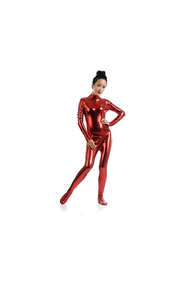 HABKRAB Body en cuir for femme Combinaison tout compris Couleur unie Wetlook Latex Second Skin Clubwear for Halloween Carnava