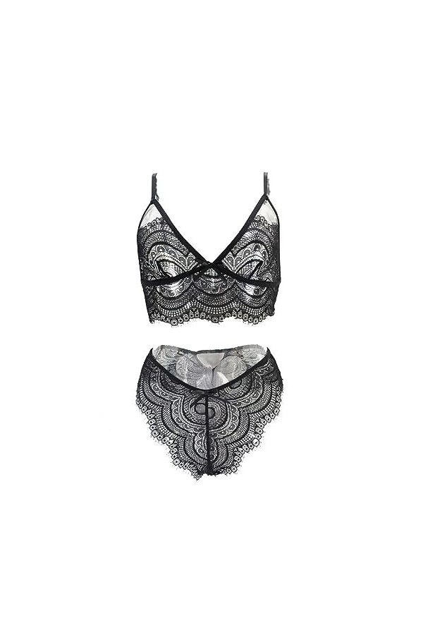 RougeEnsemble de Lingerie érotique Sexy Blanc sans Taille pour Femmes, Noir, 2XL