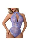 ZTIANEF Front ouvertSexy décolleté Sexe Hors de l’épaule Maison Lingerie, Violet, S