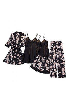 Pyjama sexy sans bordure en dentelle - Sous-vêtements en soie pour femme - Costume sexy pour femme - Lingerie ample et sexy, 