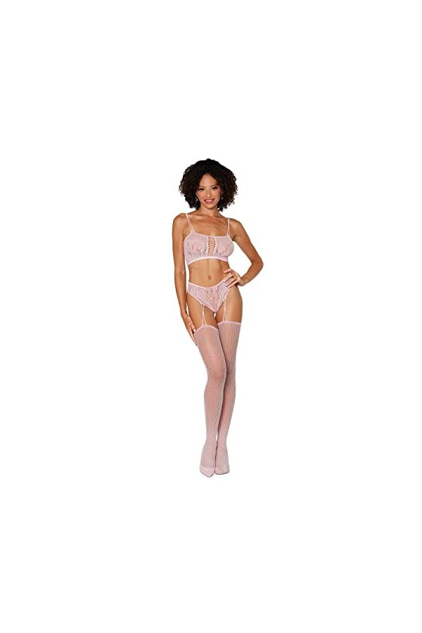 Dreamgirl Diamant Ensemble de Lingerie, Rose, Taille Unique Femme