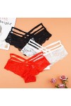 EXCEI Femme Slips 3 pièces Sexy Culottes Femmes Dentelle Taille Basse Solide Sexy Slips Femme sous-vêtements Croix Sangle Ten