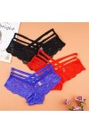 EXCEI Femme Slips 3 pièces Sexy Culottes Femmes Dentelle Taille Basse Solide Sexy Slips Femme sous-vêtements Croix Sangle Ten