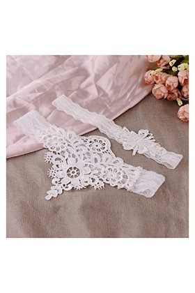 COLIFAS Jarretière en Dentelle de mariée Ceinture de Mariage Jambes Anneau Harnais Femmes jarretière Couleur : Blanc Blanc