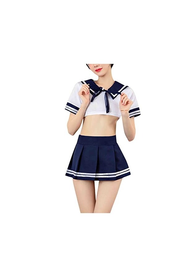 WDZOWU Lingerie Et Vêtements Sexy Hauts À Manches Courtes pour Femmes Et Jupes sous-Vêtements Ensemble Uniforme De Cosplay Ét