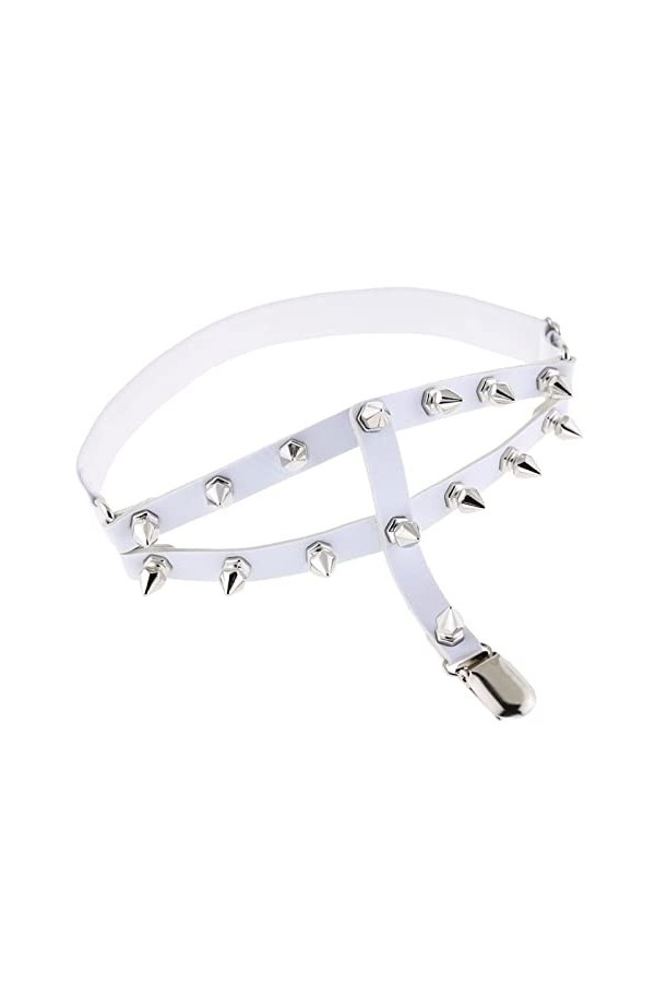 NYZABDL Taille Jarretière Ceinture Gothique Rivet Coeur Sling Jambe Boucle Jambe Élastique Punk Double Rangée en Cuir Rivet À