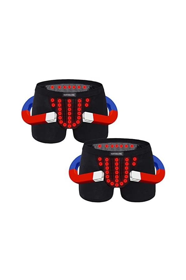 FJL sous-vêtements pour Hommes Thérapie Magnétique Santé Confort Tourmaline Enlargement Underwea Strong Briefs 2/4/6-Pack Noi