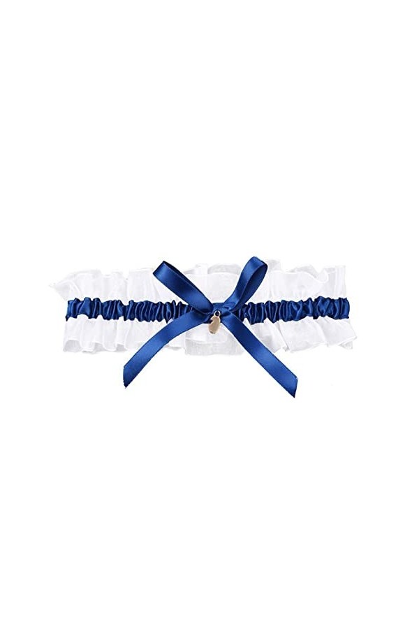 ZZSRJ Mariée de mariée Mariage Jarretière Satin Bow Fleur Color : Blue, Taille : One Size 