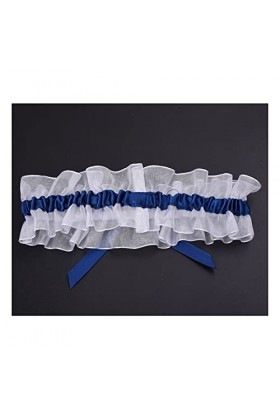 ZZSRJ Mariée de mariée Mariage Jarretière Satin Bow Fleur Color : Blue, Taille : One Size 