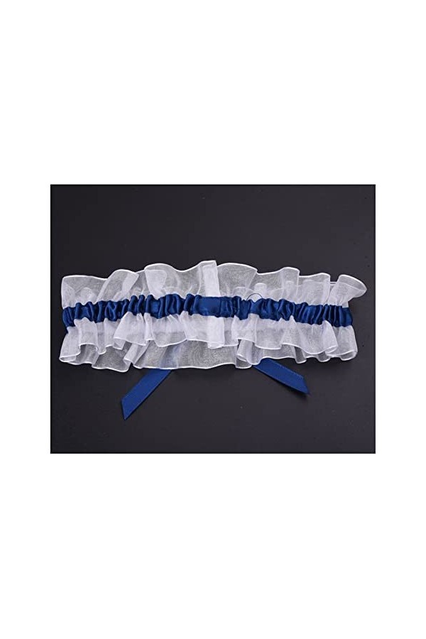 ZZSRJ Mariée de mariée Mariage Jarretière Satin Bow Fleur Color : Blue, Taille : One Size 