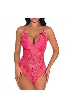 KSDFIUHAG Sexe Et Sensualité Lingerie Sexy Dentelle Lingerie Femmes Babydoll Teddyy Érotique Col en V Arc Perspectivey sous-V
